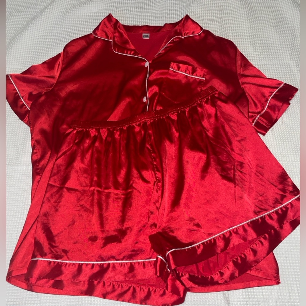 Red Satin Comfy PJ Set